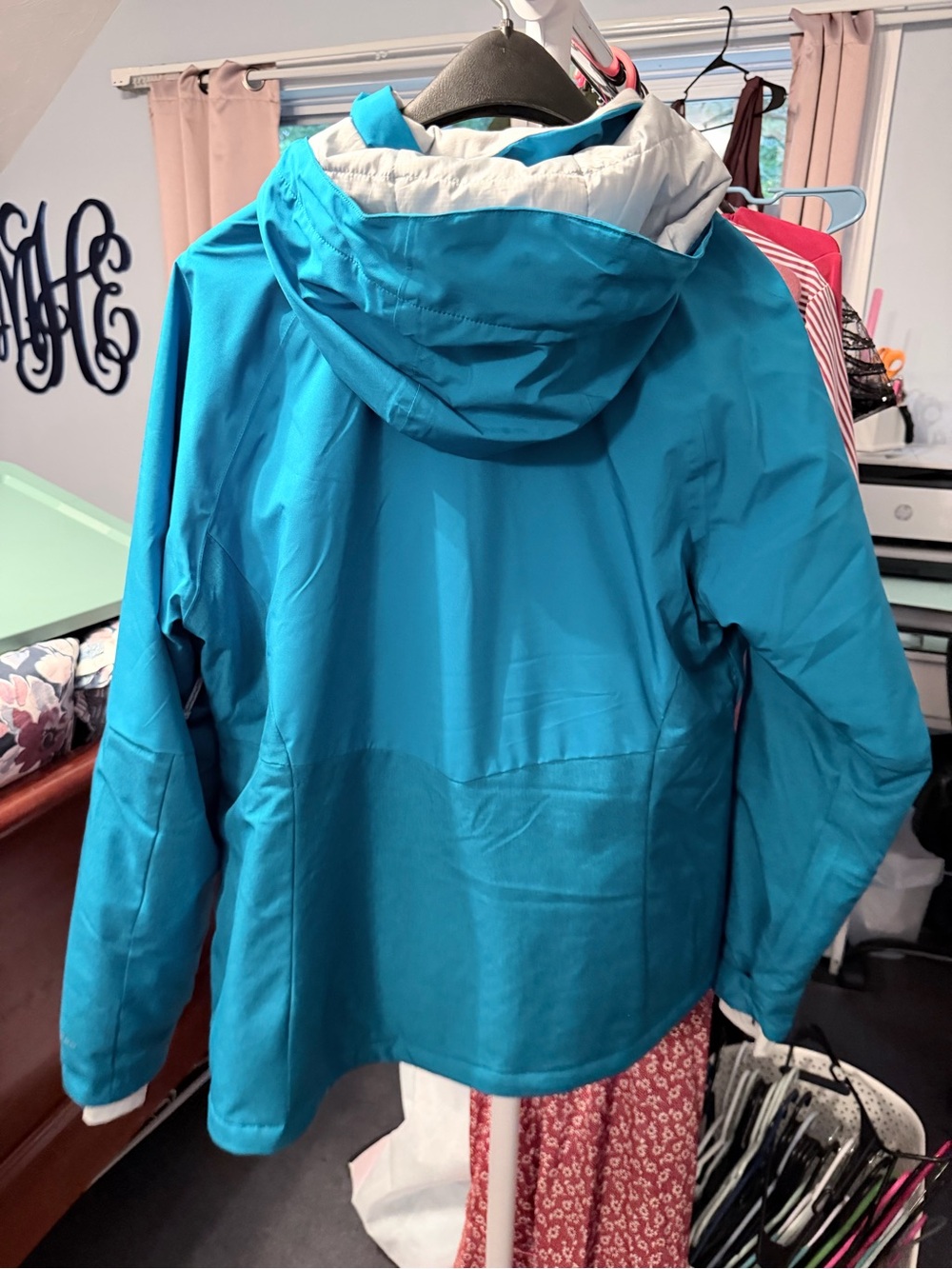 Columbia Teal Blue Hooded Ski Jacket
